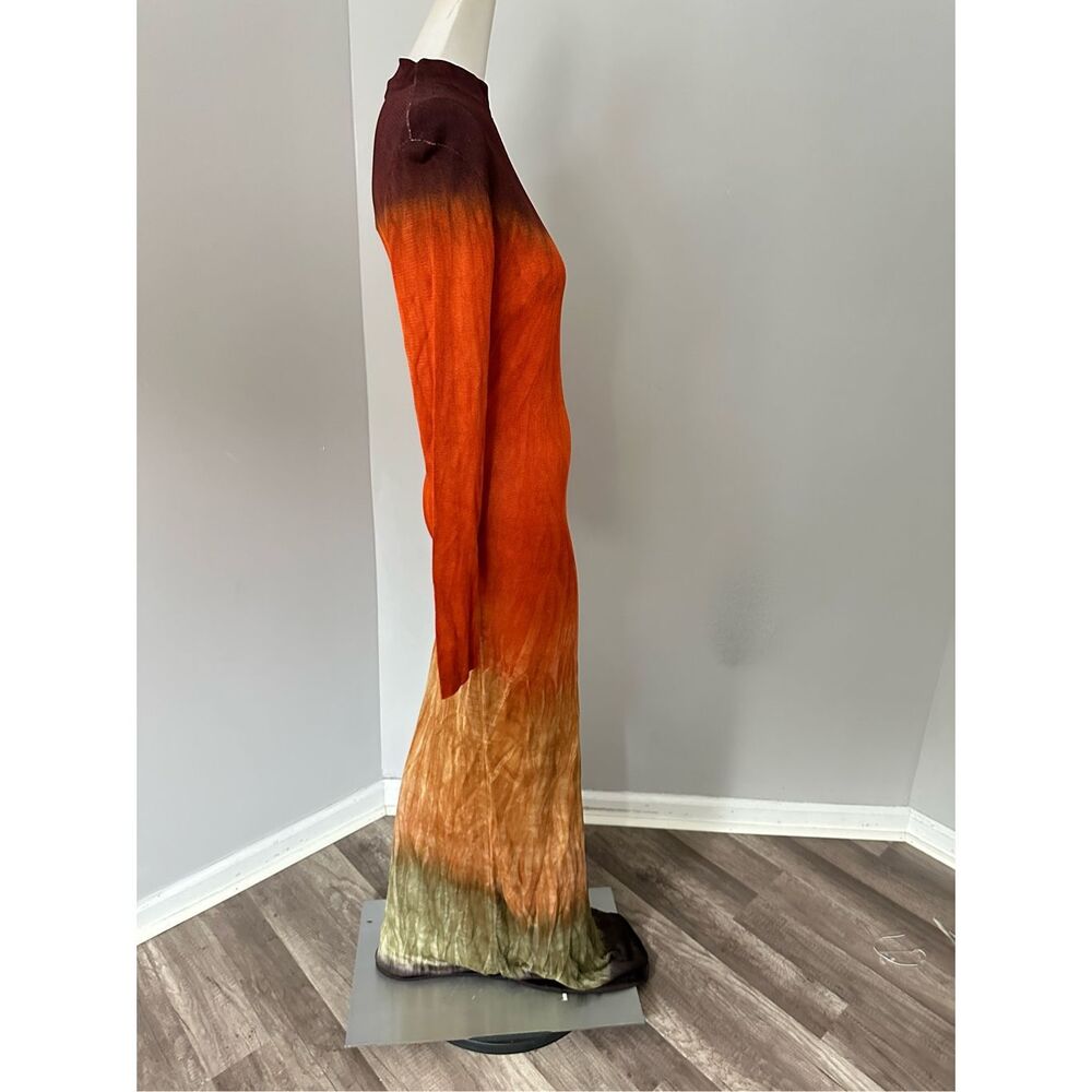 Altuzarra Mock Neck Hand Dyed Fall Winter 23 Rhea Maxi Dress Coral Medium $1995 - Picture 11 of 15